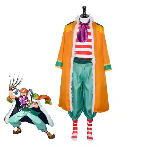 Clown Buggy Cosplay Costume, Buggy's Pirate Captain Outfit, Halloween Clown Costume For Men