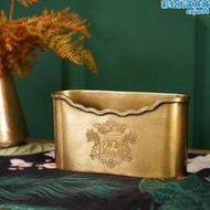 歐式美式進口黃銅紙巾盒餐巾架 奢華客廳茶幾桌面收納盒 遙控器盒