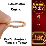 Buffalo Gold 10K Color Embedded Gemstone Combination Chain Ring