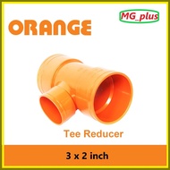 ♂ ┬ ⊕ PVC Sanitary Orange Pipe Fittings Tee Reducer 3x2 4x2 4x3 For Plumbing Connetion PVC Pipe Dra
