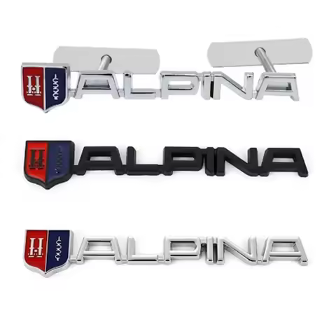3D Metal Chrome Black Logo ALPINA Rear Trunk Fender Emblem Sticker Car Front Grill Badge Decaks Auto