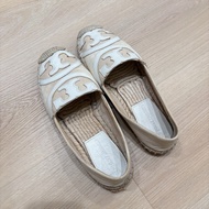 正品Tory Burch 帆布草編平底鞋 漁夫鞋