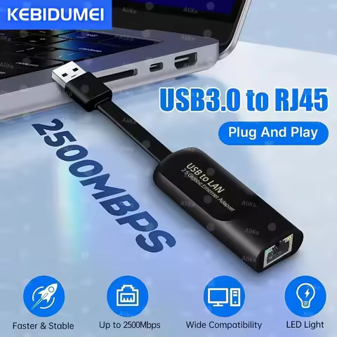 2500Mbps Ethernet Adapter 2.5G Network Card Gigabit USB 3.0 Type C to RJ45 Lan Wired Converter Drive