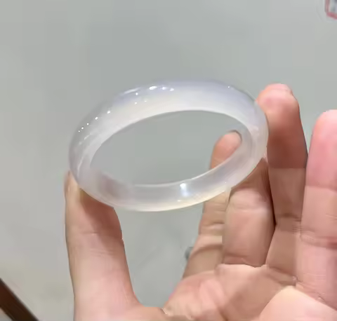 High Ice Jade Bangle Natural Pure White Chalcedony Bangle Exquisite High-end Jewelry Bracelet Decora