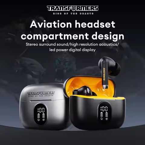 TRANSFORMERS TF-T50 Bumblebee Wireless Earphones Bluetooth 5.4 LED Digital Display HiFi Music Earbud