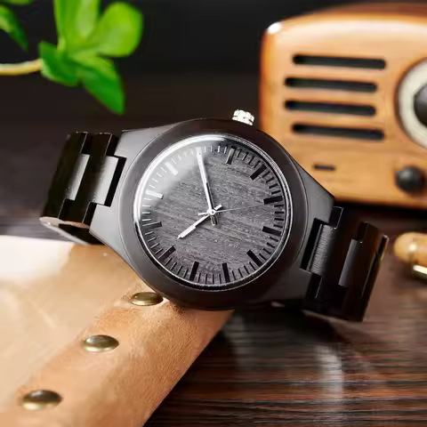 Men's Watches BOBO BIRD Wooden Watch for Men Casual Wristwatch Ebony Wood Clock Customized Dropshipp