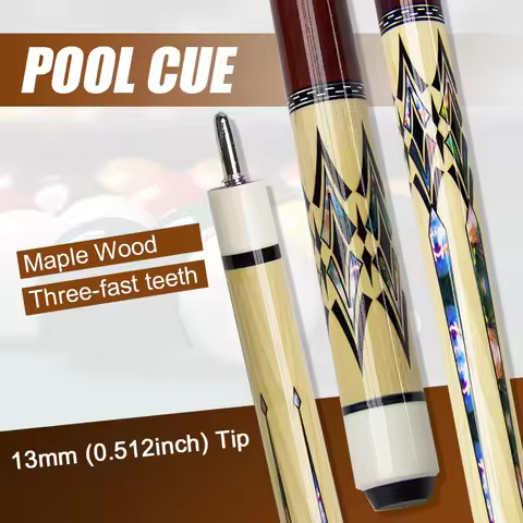 North American Maple Pool Cue 13mm Multi Layer Tip Billiards Stick Beginners Intermediate Players 9-