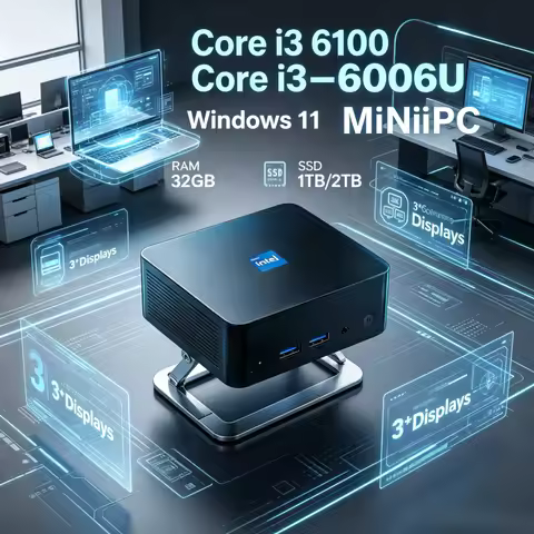 Mini PC Windows 11 Pro Core i3-6100/6006U 32GB RAM 1TB/2TB SSD WiFi6 BT5.2 4K HD Portable Gaming Off