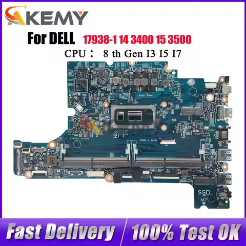 For Dell Inspiron 13 7386 Notebook Mainboard 17938-1 with i5 i7 CPU CN-0NDK8H 02CF17 DDR4 100% Fully