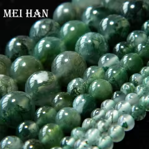 Meihan Grade A+ 6mm,8mm,10mm Moss Agate smooth round beads for jewelry making design or gift