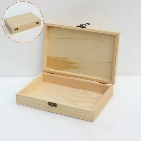 Wooden Box Storage 25*17*4cm Crate Gift Idea Jewelry Keepsake Natural Wood Gift Box For Store Displa