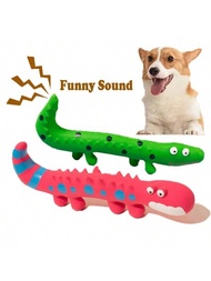 1入組乳膠蜥蜴玩具,耐咬,清潔牙齒,彩色,龍形造型,狗狗聲音發聲玩具