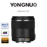 YONGNUO F1.7M YN25mm เลนส์ไพรม์เลนส์มาตรฐาน25มม. สำหรับกล้องมิเรอร์เลสแบบ MFT Micro สี่ M4/3