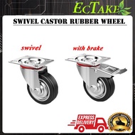 [ECTAKE] Heavy Duty 3"- 6" Swivel Castor Rubber Wheel Trolley Castor Wheel Roda Trolley Furniture Ca