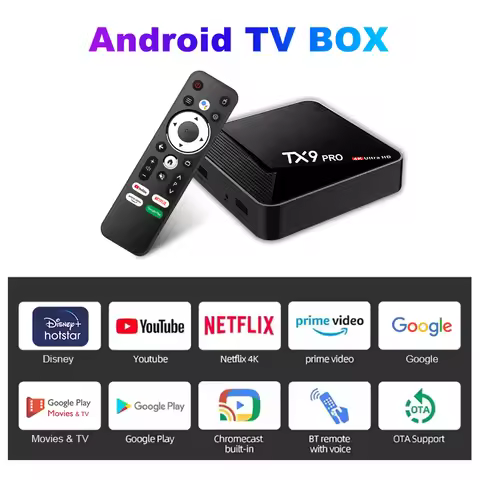 New Custom Smart TV Box Android 14 Amlogic S905L Quad Core 2.4G/ 5G WIFI Voice Remote 4K Media Playe