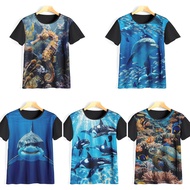 Cool 3D Fish Motif T-shirt Funny Sea Fish Motif T-shirt Fish Theme Clothes for Adults and Children