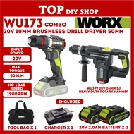 WORX WU173 20V 10MM BRUSHLESS DRILL DRIVER 50NM-NO IMPACT