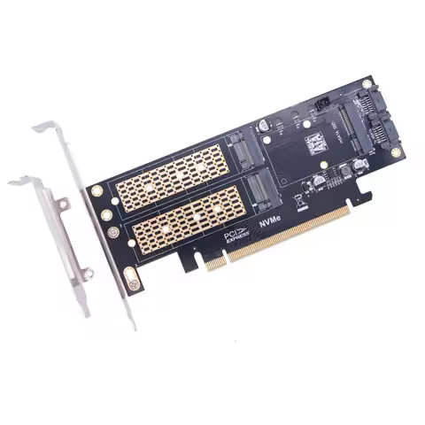 OULLX M.2 NVME NGFF Board mSATA To PCIe 3.0 X16 B+M Key 3 in 1 Adapter Full Speed SSD PCI-E Expansio