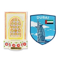 造型布貼＋磁鐵【2件組】 杜拜冰箱便簽留言貼＋阿拉伯 UAE 杜拜帆船Patch刺繡士氣章 3D地標磁鐵 立體冰箱貼 _廠商直送