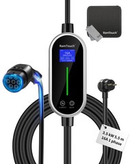 RamTouch Electric Vehicle Charger (3.5kW, Type 2, Schuko Plug, 5.5m), Portable EV Charger with 8A - 
