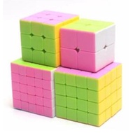 4pcs Rubiks Stickerless Magic Speed Cube Collection Set 2x2 3x3 4x4 5x5