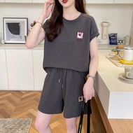 Clothing Fashion Suit Short-Sleeved T-Shirt Top Shorts M-2XL Casual Sports Women Two-Piece TCF02-G37