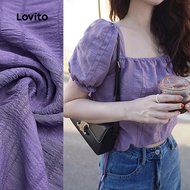 Lovito Casual Blouse Drawstring Jacquard Spring/summer Purple Blouse for Women L142LD191 Lovito Blus