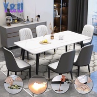 Y&amp;U Nordic Rock Slab Dining Table And Chair Set Light Luxury Dining Chair Household Marble Dining Table And Chair