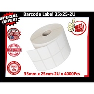 Barcode Label 35mm X 25mm 2UP Blank Barcode Label Sticker (4000 Pcs Per Roll)