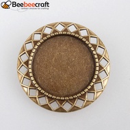10pcs Vintage Alloy Brooch Cabochon Bezel Settings with Iron Pin Brooch Back Bar Findings Flat Round
