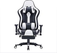 Professional Gaming Chair, Gaming Chair White and Black, Ergonomic Computer Chair with Reclining Gaming Chair ?with Headrest and Lumbar Support Video Game Chair Adjustable Swivel Leather Desk Chair fo