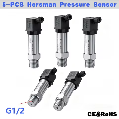 5PCS G1/2" 4-20mA Pressure Sensor 0-10V 1bar/10bar/100bar oil water gas 100psi/100Kpa/50mbar RS485 p