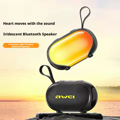 Portable Bluetooth Speaker with RGB Light IPX5 Waterproof 52mm Driver Bluetooth 5.3 TWS Pairing Wire