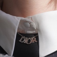 【日本直送 名牌中古包】Christian Dior 迪奧 項鍊 銀色 Logo vintage 古董 mfvz83