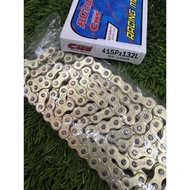 CMS RACING GOLD GOLDEN COLOUR CHAIN 415H 132L RANTAI    RACING 415 HEAVY DUTY ALL GOLD MCS CHAIN 415