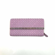 Bottega Veneta 葆蝶家 BV 品牌經典編織元素手拿包 橫版紫色長款錢包