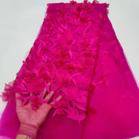 3D Flower Lace Fabrics Luxury Evening Dress 2025 French Lace Fabrics Embroidery for Sewing HYY6245