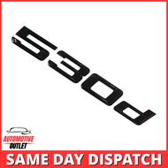 530d LETTERING REAR BOOT LID TRUNK BADGE EMBLEM FOR BMW 5 SERIES, GLOSS BLACK