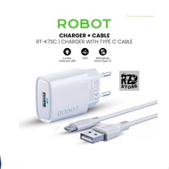 Robot RT-K7SC Charger Set 5V/1A ADAPTER with USB-C Type C Cable FAST CHARGING TRAVEL ADAPTER