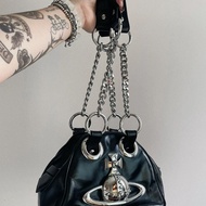 Vivienne Westwood Saturn Queen Mother Bowling Bag Hand-Held Shoulder Crossbody Chain Bag Y2k Punk