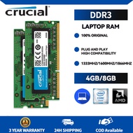 Crucial DDR3แรม4GB 8GB หน่วยความจำสำหรับเดสก์ท็อป1333MHz 1600MHz 1866MHz ไม่มี ECC 12800 14900 DIMM 240Pin หน่วยความจำเกมส์ PC 1.5V