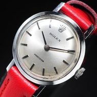 ROLEX 勞力士精密手動上鍊復古不銹鋼手錶，配售後皮革錶帶，二手