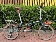 ( 郵政綠色加裝 DAHON 原裝貨架 ) 復古 DAHON HAC003 D10 10速 鉻鉬鋼車架 折叠車 送水架前後蛙燈叮叮