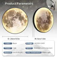 【A VOGUE】  Modern 3D Moon Led Wall Lamp Living Room Background Light Home Decor Lamparas Bedroom Bed