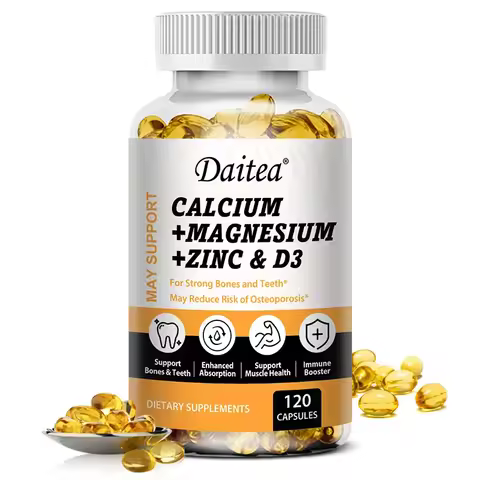Daitea Calcium Magnesium Zinc Capsules Vitamin D3 helps support bones, teeth, heart, and enhance imm
