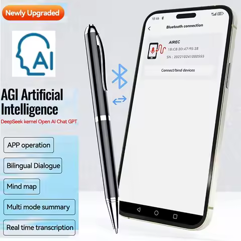 One-Touch Normal+Voice-Activated+Mobile Phone APP Recording Pen 60 Languages Translator AI Powerd Ch