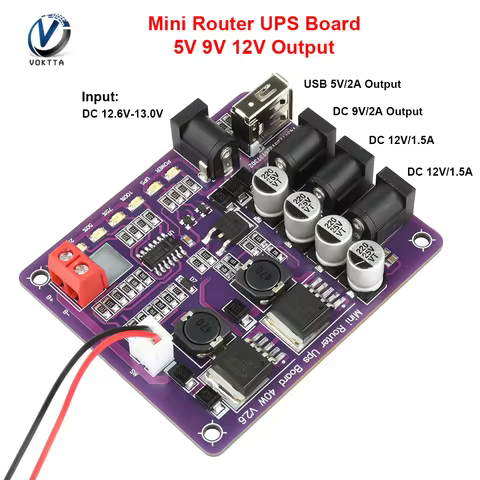 Mini Router UPS Board 40W Battery Charging Board 11.1V Power Adapter Module Battery Level Indicator 