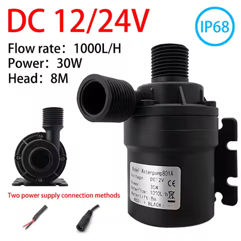 DC12V DC24V Brushless Submersible Pump 1000L/H 8M Head 1/2'' Silent Waterproof Booster Pump for Foun