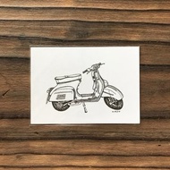 手繪明信片-偉士牌 Vespa