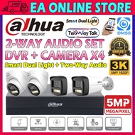 Dahua 2 TWO WAY TALK AUDIO 5.0MP 4CH CHANNEL CCTV 5MP 3K DVR + 4 Camera Set Smart Dual Light MIC + S